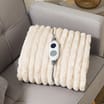 The Winter Warmer Electric Heated Soft Ribbed Plush Throw - Cream