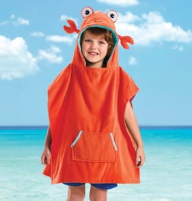 Hello Summer Kids Crab Hooded Poncho