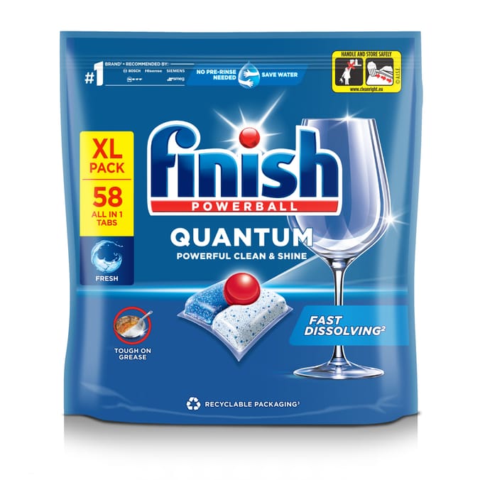 Finish Quantum All in One Dishwasher Tablets Regular 58 Tabs