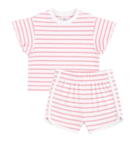 Pure Baby Pink Ribbed Stripe Set