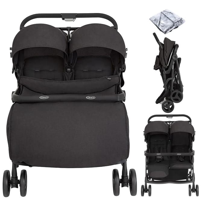 Graco Opia Twin Pushchair with Double Apron & Rain Cover