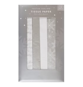 Festive Feeling Tissue Paper 12 Pack - Silver