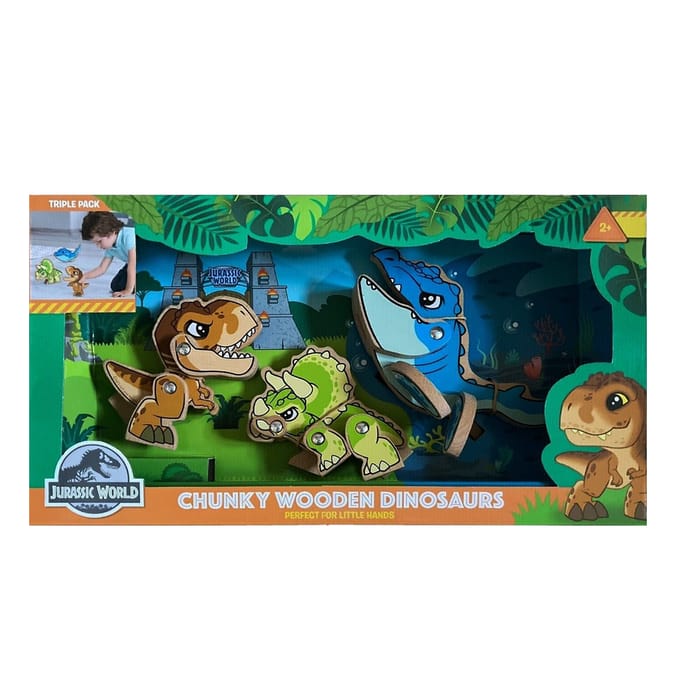 Jurassic World Chunky Wooden Dinosaurs Triple Pack
