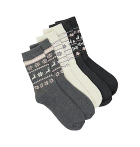 Ladies Thermal Socks 3 Pairs - Fairisle UK 4-7