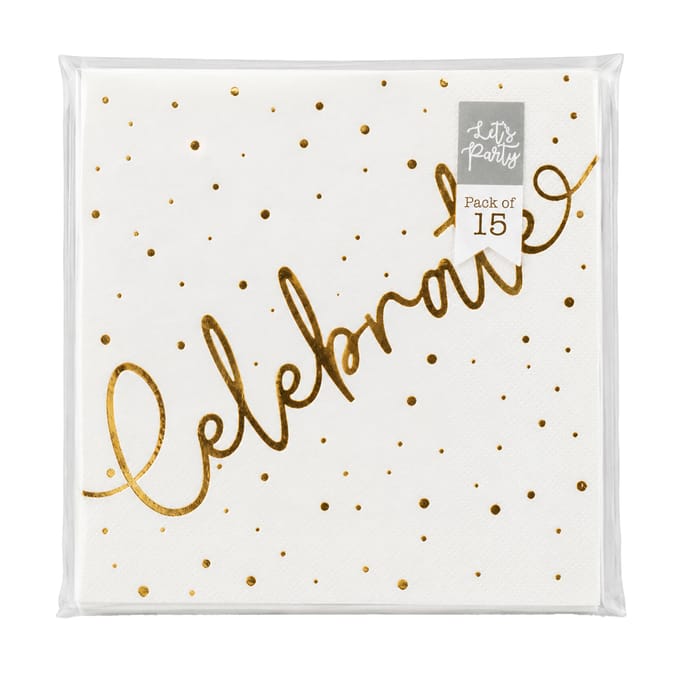 Let's Party White Celebrate Napkins 15 Pack