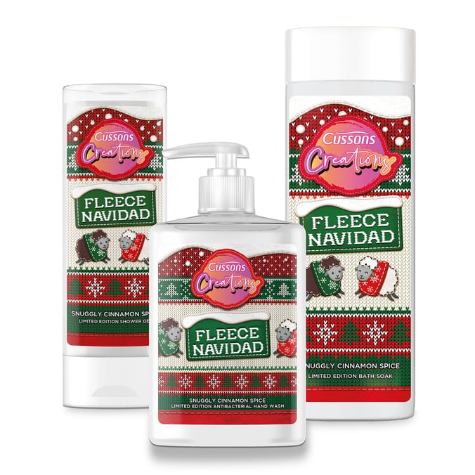 Cussons Creations Fleece Navidad Bath Soak, Hand Wash & Shower Gel