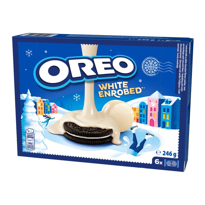 Oreo Snowy Enrobed White Chocolate Coated Biscuits 6 pack 246g x2