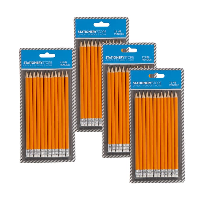 Stationery Essentials Yellow Pencils 12 Pack x4
