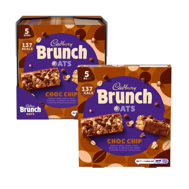 Cadbury Brunch Oats Bars 5 Pack Choc Chip 32g x8 Home Bargains
