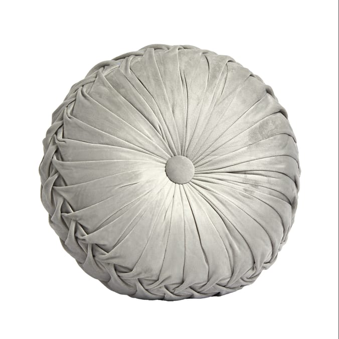 Home Collections Round Velvet Cushion - Grey