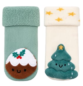 Originals Pudding & Tree Baby Rattle Socks - 0-6 Months