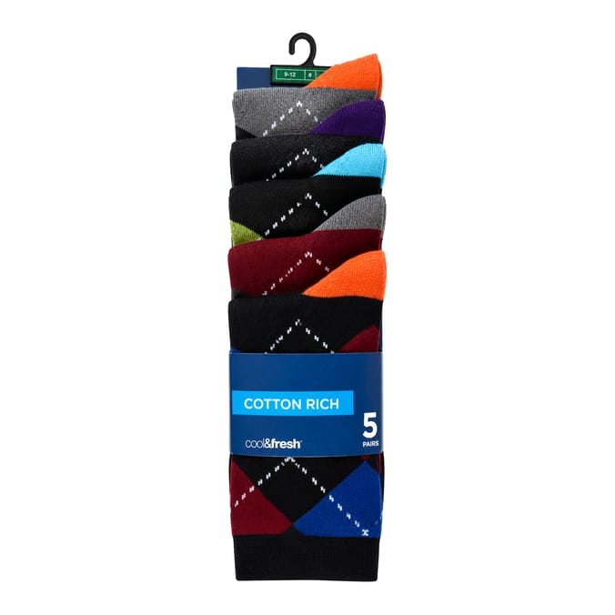 Mens Cotton Rich Socks 5 Pack - Size 9-12
