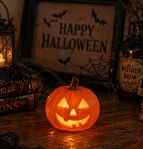 Hallow Scream Mini LED Pumpkin Decoration - Orange