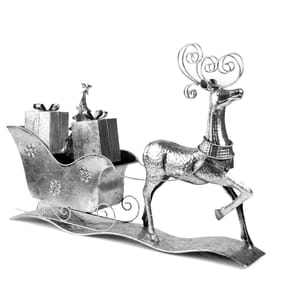 Frosted Spirit Metal Reindeer With Sleigh