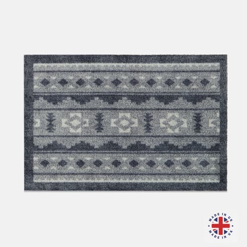 Aztec Grey Door Mat 40x60 | Home Bargains