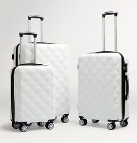Salisbury Embossed Quilted Shell Suitcase - Off White