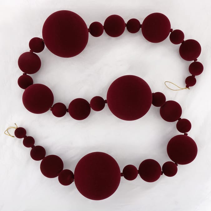 Festive Feeling Flocked Bauble Christmas Garland