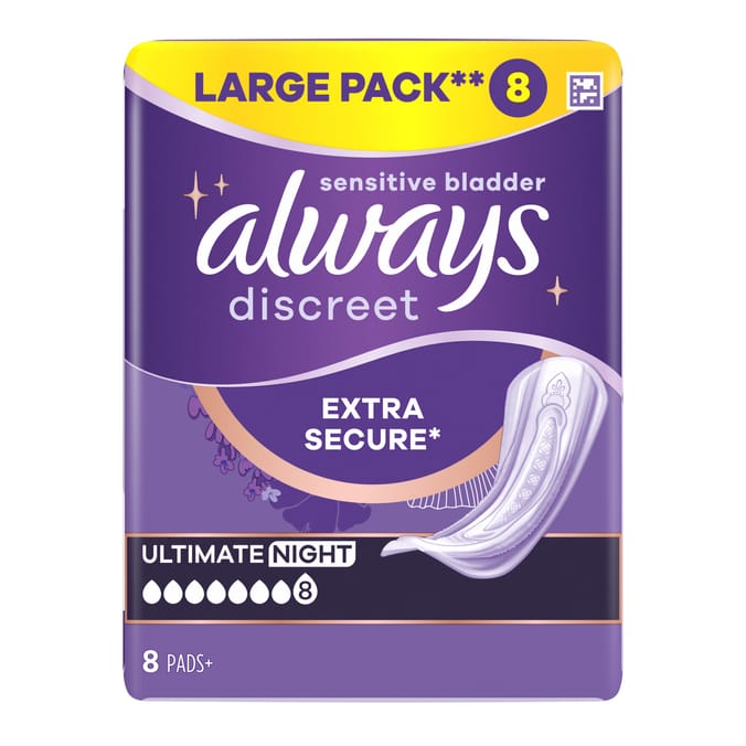 Always Discreet Sensitive Bladder Extra Secure Night 8 Pads