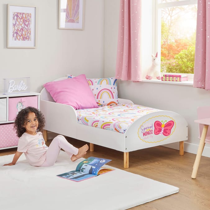 Liberty House Toys Kids White Toddler Bed – Spread Your Wings and Fly