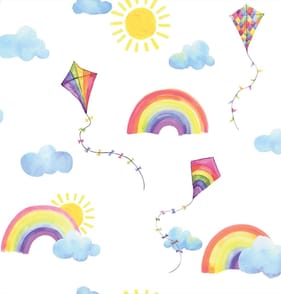Rainbows & Kites Wallpaper 91020 - White