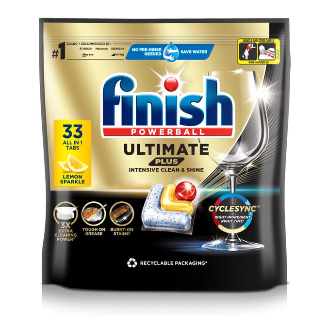 Finish Ultimate Plus Intensive Clean Dishwasher Lemon Tablets 33 Tabs