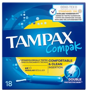 Tampax Compak Regular Tampons With Applicator 18s