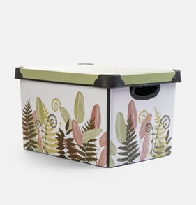 Floral Print Storage Box 17L - Green