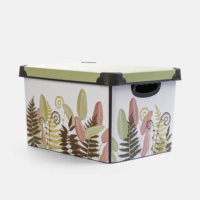 Floral Print Storage Box 17L - Green