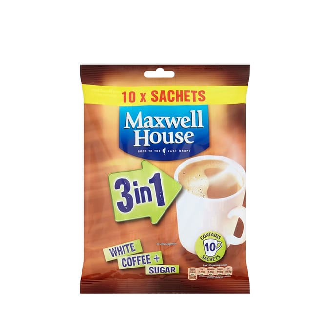 Maxwell House 3 in 1 White Coffee + Sugar 10 Sachets x14