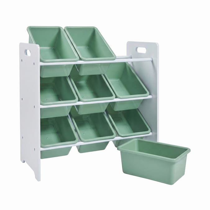 Liberty House Toys Kids 9 Bin Storage Unit - White & Forest Green