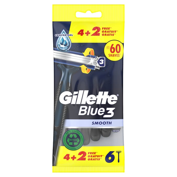 Gillette Blue3 Disposable Razors x6