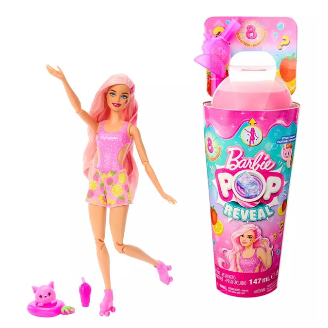 Barbie Pop Reveal Strawberry Lemonade Scented Doll Surprises Home Bargains