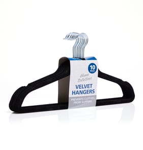 Home Solutions 10 Non-Slip Velvet Hangers - Black