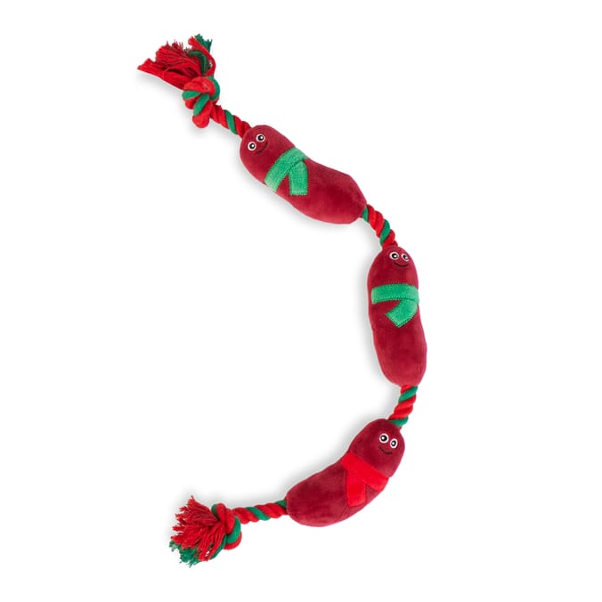 Chester's Dog Toy On A Rope - Sausages