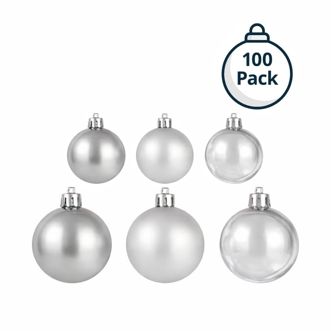 Festive Feeling Mixed Size Small Christmas Baubles 100 Pack