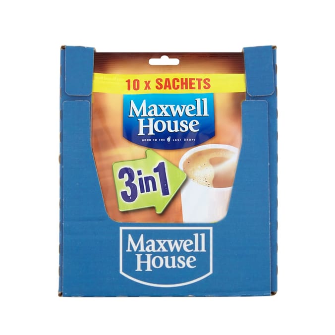 Maxwell House 3 in 1 White Coffee + Sugar 10 Sachets x14