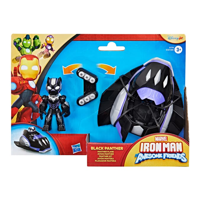Marvel Iron Man and his Awesome Friends Action Figures & Vehicles - Black Panther With Panther Plane