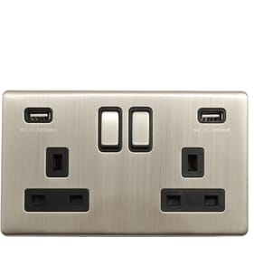 Pifco 13A Brushed Double USB Socket