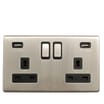 Pifco 13A Brushed Double USB Socket