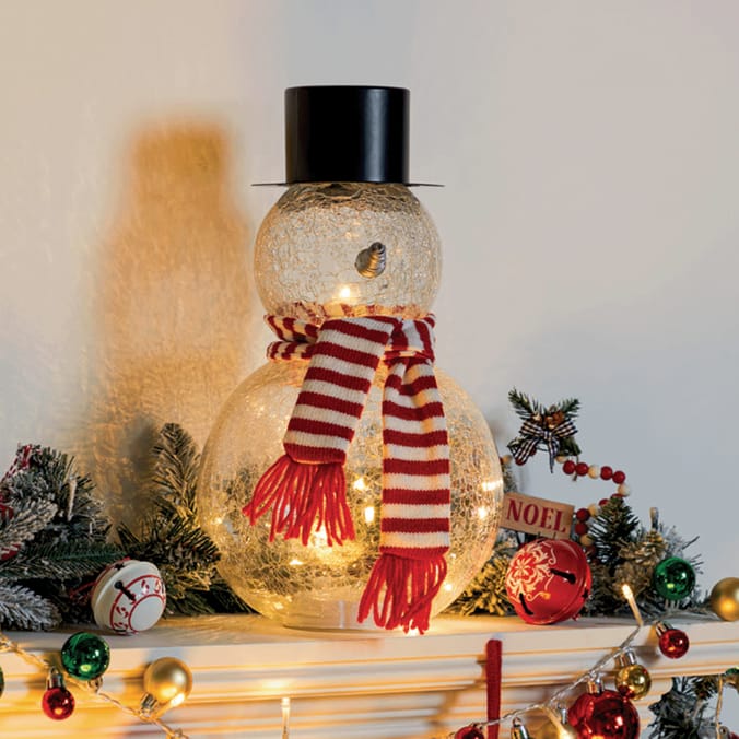 Winter Charm Glass LED Snowman