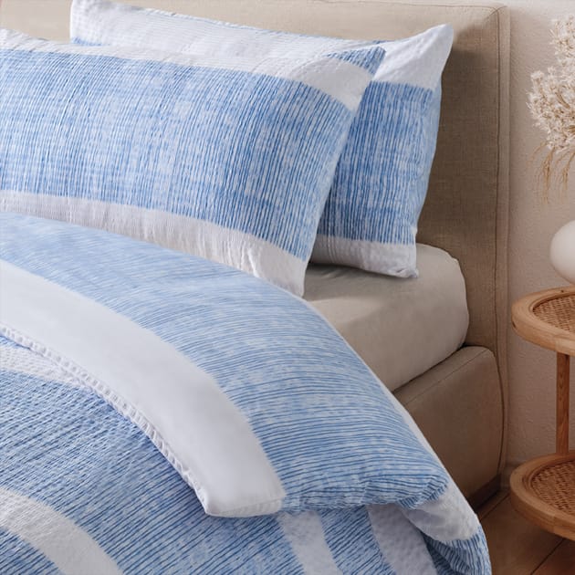 Printed Seersucker Double Duvet Set Home Bargains