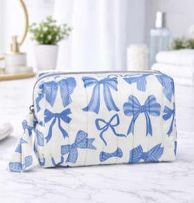Blue Bow Small Cosmetic Bag