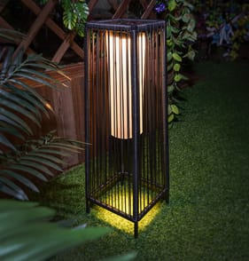 Firefly Black Floor Lantern Solar Light