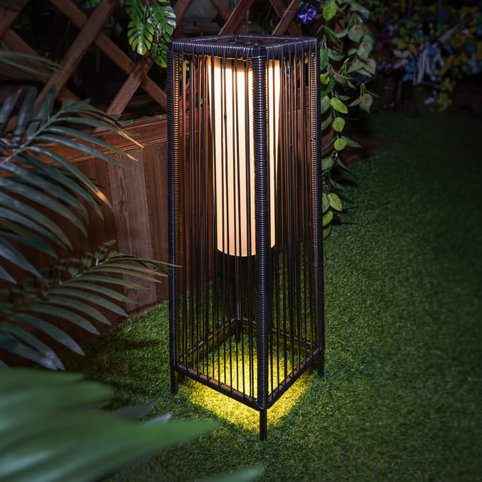 Firefly Black Floor Lantern Solar Light