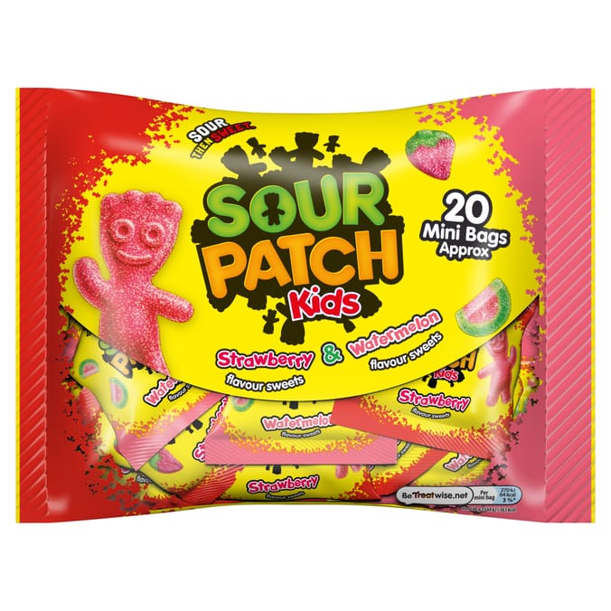 Sour Patch Kids Strawberry And Watermelon Treatsize Sweets Multipack Bag 350g
