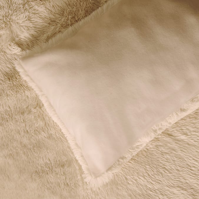 The Winter Warmer Collection Faux Lion Fur King Size Duvet Set - Latte