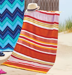 Hello Summer Beach Towel - Orange Stripe