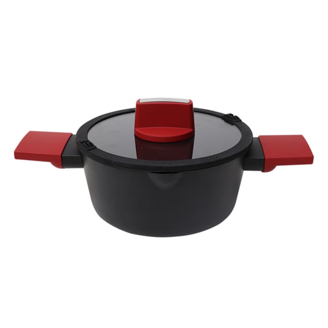 Betty Crocker 28 cm Non-Stick Heat-Resistant Dutch Oven - Black and Red