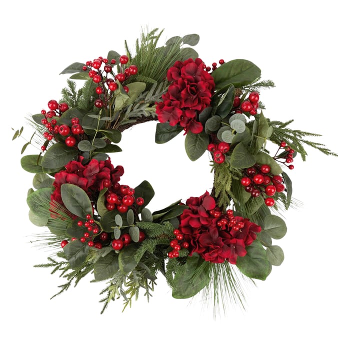 Festive Feeling 60cm Hydrangea Christmas Wreath