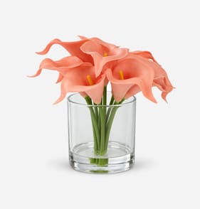  Artificial Cala Lilly In Glass Pot - Pink 